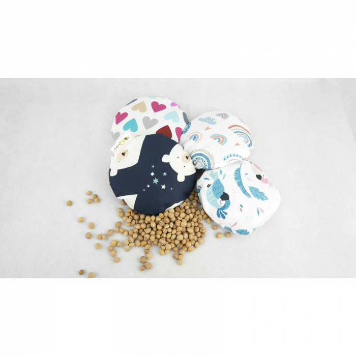 Pernuta anticolici umpluta cu samburi de cirese, Cu husa din bumbac, Diametru 14 cm, Pastel Hearts [7]