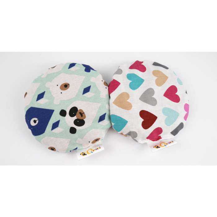 Pernuta anticolici umpluta cu samburi de cirese, Cu husa din bumbac, Diametru 14 cm, Pastel Hearts [3]