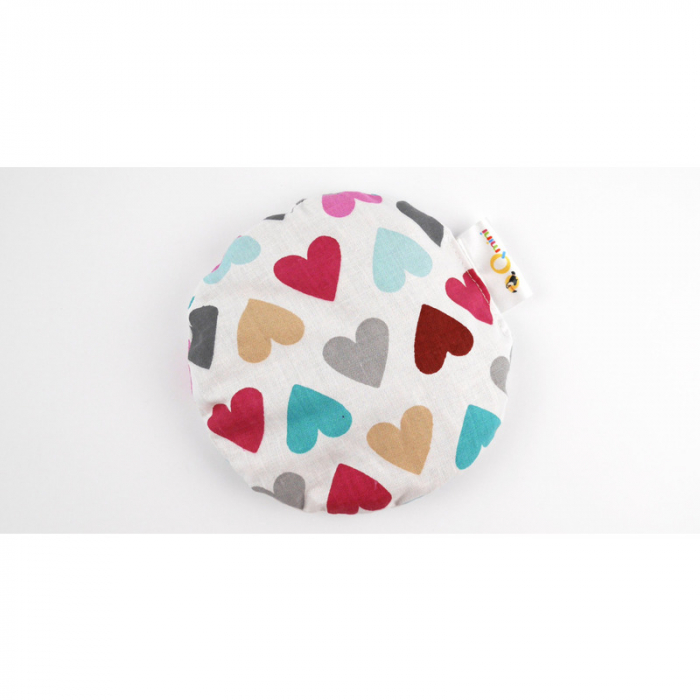 Pernuta anticolici umpluta cu samburi de cirese, Cu husa din bumbac, Diametru 14 cm, Pastel Hearts [2]