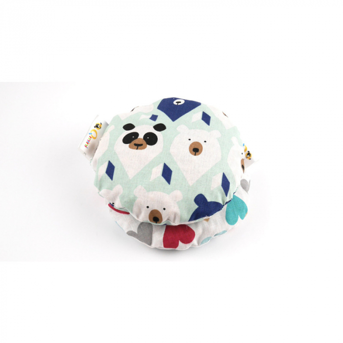 Pernuta anticolici umpluta cu samburi de cirese, Cu husa din bumbac, Diametru 14 cm, Pastel Hearts [4]