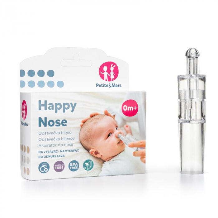 Petite&Mars - Aspirator nazal Happy Nose, Utilizare manuala sau racordat la aspiratorul casnic, Bpa Free, 0 luni+ [1]
