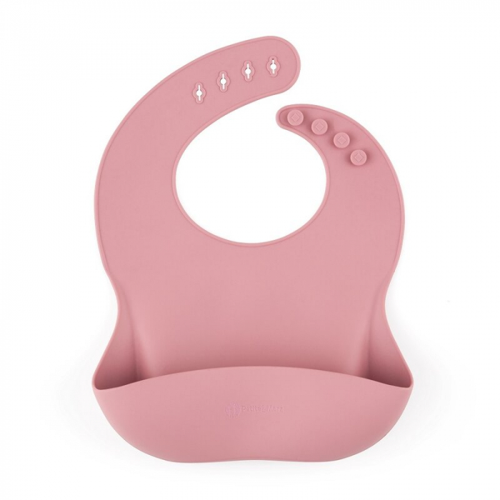 Petite&Mars - Baveta moale Take&Match, Reglabil, Cu buzunar colector, Silicon, Fara BPA, 6 luni+, Roz [1]