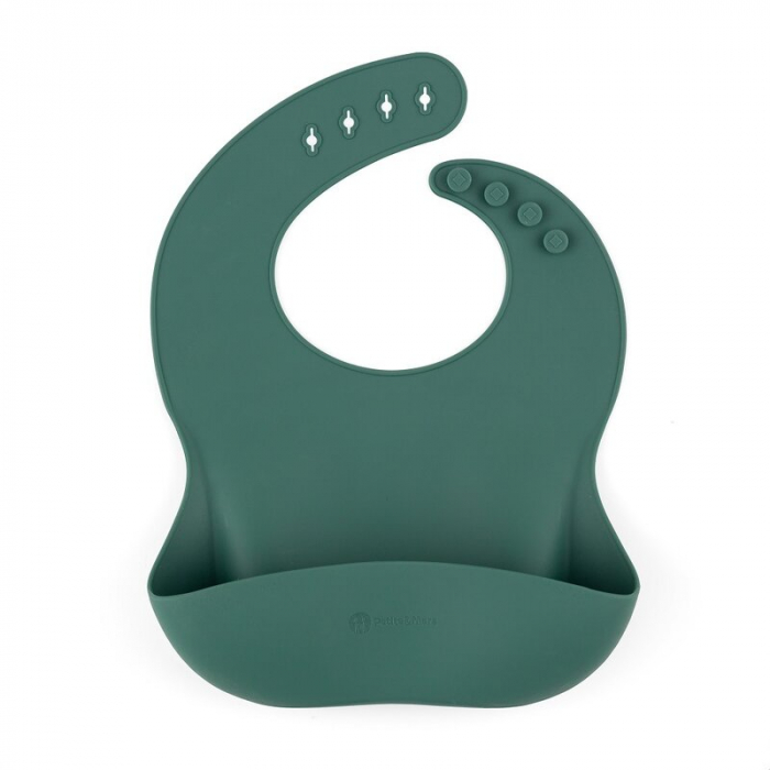 Petite&Mars - Baveta moale Take&Match, Reglabil, Cu buzunar colector, Silicon, Fara BPA, 6 luni+, Verde [1]