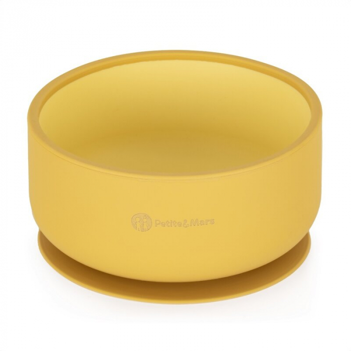 Petite&Mars - Bol Take&Match, Cu ventuza, Silicon, Fara BPA, 450 ml, 6 luni+, Galben [1]