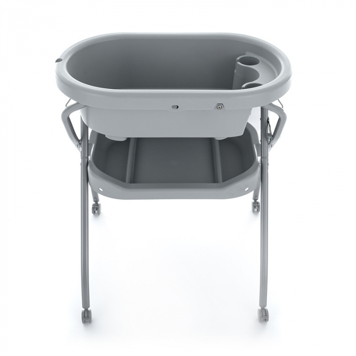 Petite&Mars - Cadita 3 in 1, Spa, Cu masuta de infasat si spatiu de depozitare, Pliabila, Cu roti si sistem de scurgere, Gri [5]