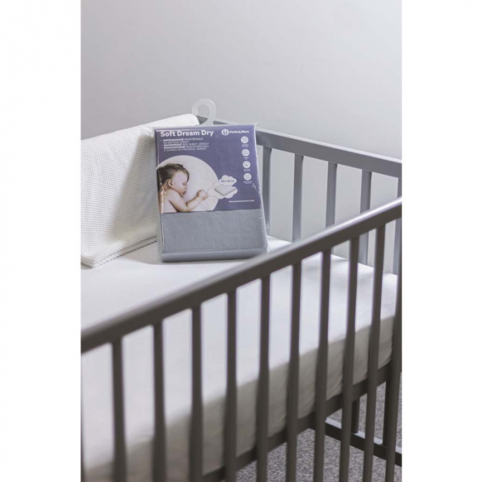 Petite&Mars - Cearceaf cu eleastic, Soft Dream, Din Jersey, Lavabil la masina pana la 40 de garde, 120x60 cm, Gri [7]