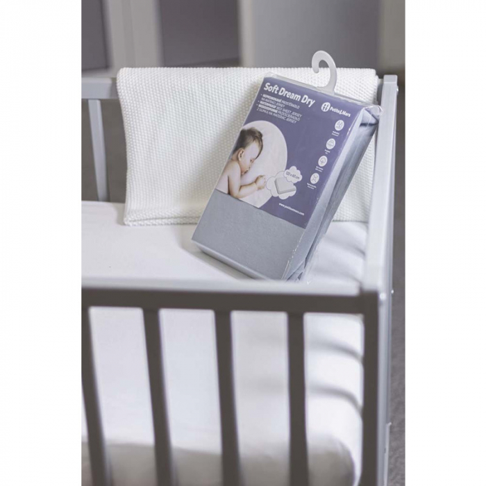 Petite&Mars - Cearceaf cu eleastic, Soft Dream, Din Jersey, Lavabil la masina pana la 40 de garde, 120x60 cm, Gri [6]
