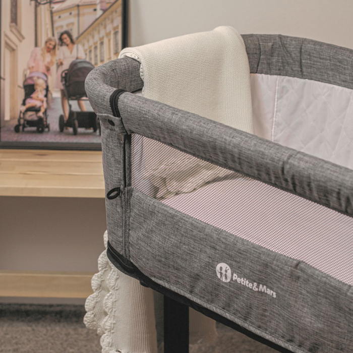 Petite&Mars - Cearceaf elastic impermeabil, Pentru patut co-sleeper, Din bumbac, 84x50 cm, 0 luni+, Alb [4]