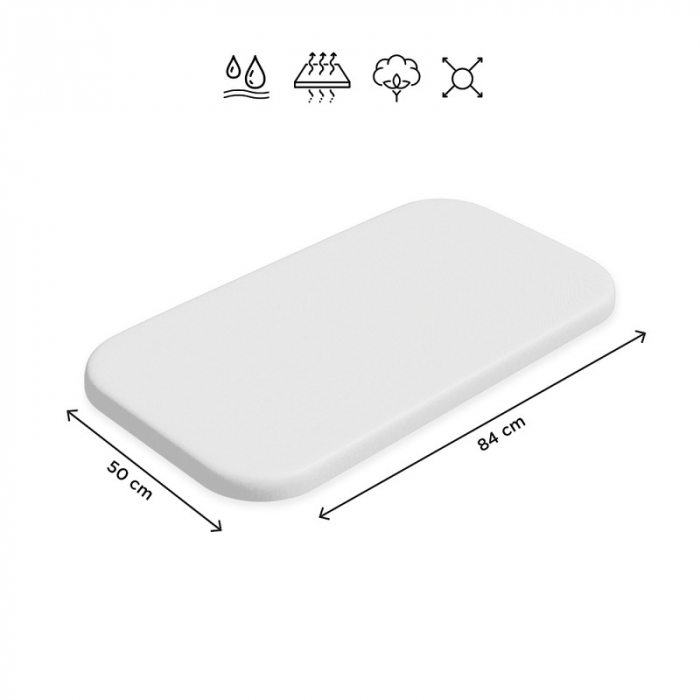 Petite&Mars - Cearceaf elastic impermeabil, Pentru patut co-sleeper, Din bumbac, 84x50 cm, 0 luni+, Alb [3]