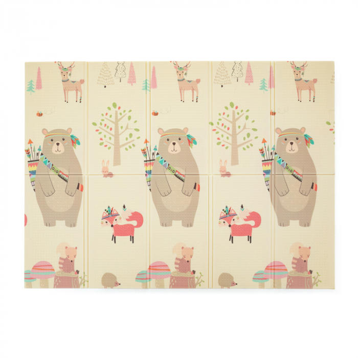 Petite&Mars - Covoras de joaca reversibil, Include geanta pentru transport, Pliabil si impermeabil, Non-toxic, 197 x 147 x 1 cm, Animale, 0 luni+, Multicolor [2]