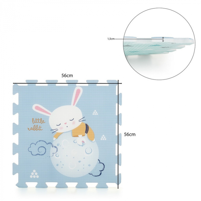 Petite&Mars - Covoras puzzle din spuma, Format din 6 piese reversibile, 116x174x1.5 cm, Multicolor [4]