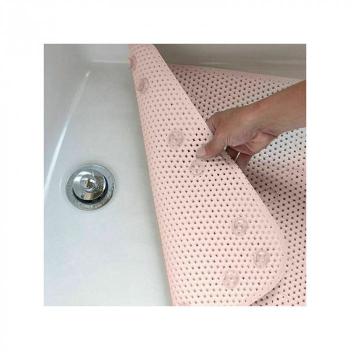 Petite&Mars - Covoras XXL de baie antialunecare cu ventuze Harry, Dreptunghiular, Antiderapant, 91x43 cm, Roz [2]