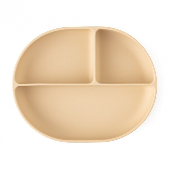 Petite&Mars - Farfurie compartimentata Take&Match, Ovala, Cu ventuza si 3 compartimente, Silicon, Fara BPA, 630 ml, 6 luni+, Bej [2]