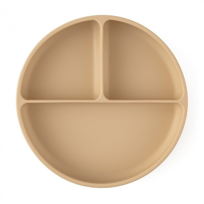 Petite&Mars - Farfurie compartimentata Take&Match, Rotunda, Cu ventuza si 3 compartimente, Silicon, Fara BPA, 500 ml, 6 luni+, Bej [2]