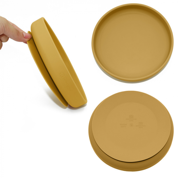 Petite&Mars - Farfurie din silicon fara BPA, Cu ventuza, TAKE&MATCH, 6 luni+, 400 ml, Ocru [2]