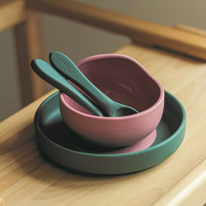 Petite&Mars - Farfurie din silicon fara BPA, Cu ventuza, TAKE&MATCH, 6 luni+, 400 ml, Verde Inchis [9]