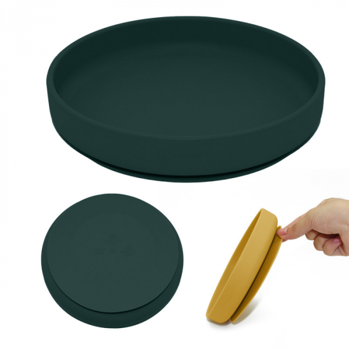 Petite&Mars - Farfurie din silicon fara BPA, Cu ventuza, TAKE&MATCH, 6 luni+, 400 ml, Verde Inchis [2]