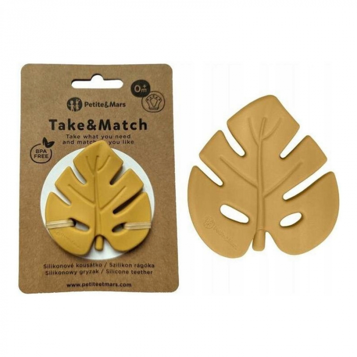 Jucarie de dentitie TAKE&MATCH, Din silicon, Fara BPA, Racire in frigider, Ocru [2]