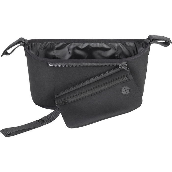 Petite&Mars - Organizator carucior, Cu buzunar frontal detasabil, Dimensiune universala, 31.5x19.5x9.5 cm, Atasare usoara cu Velcro, Negru [1]
