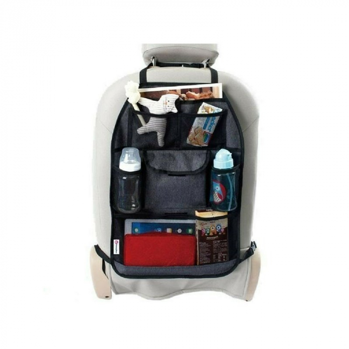 Petite&Mars - Organizator universal pentru masina 38.5x58 cm, Cu multiple buzunare, Order, Gri-Negru [4]