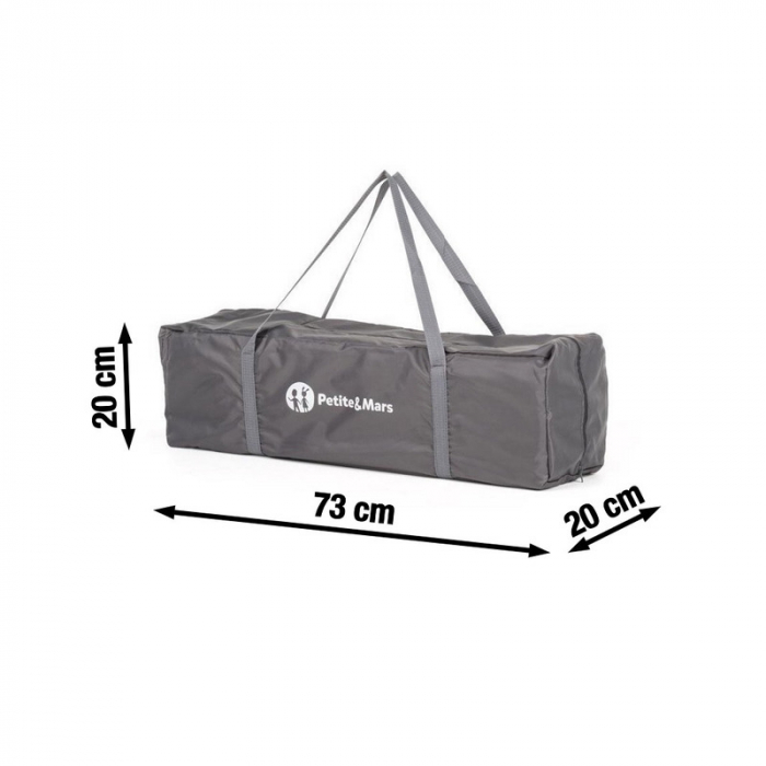 Patut pliant cu un nivel 120x60 cm, Cu intrare laterala cu fermoar, 2 roti, Leut Gri [9]