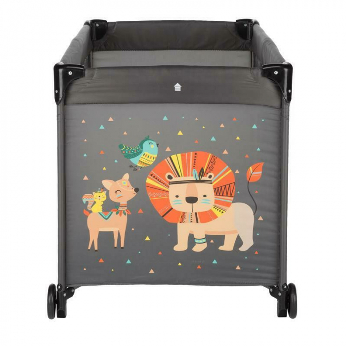 Patut pliant cu un nivel 120x60 cm, Cu intrare laterala cu fermoar, 2 roti, Leut Gri [4]