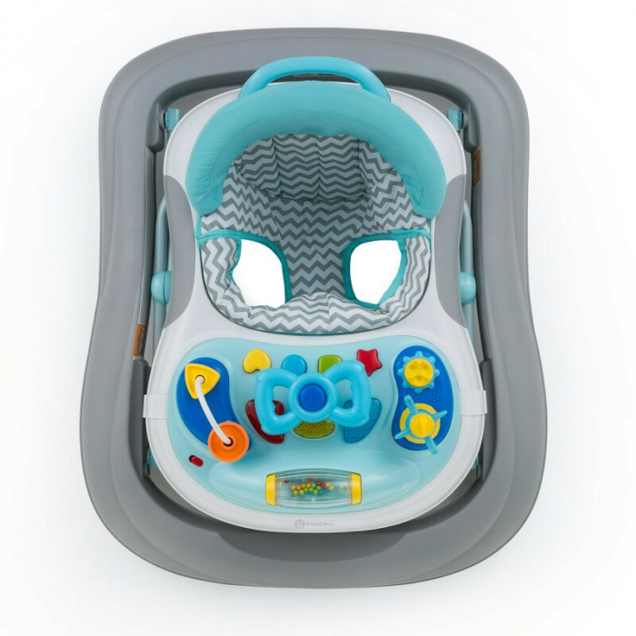 Petite&Mars - Premergator Monty, Panou interactiv, Reglabil pe inaltime, Roti, Sustine 12 kg, Chevron Blue [4]