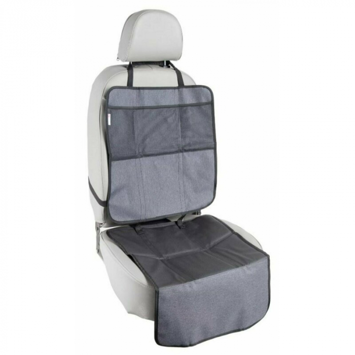 Petite&Mars - Protectie impermeabila pentru bancheta auto si spatar, Cu organizator, 3 in 1 , Savior, Gri [1]