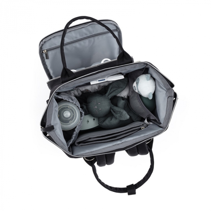 Petite&Mars - Rucsac pentru mamici, Cu 11 compartimente, Cu buzunare termice, Saltea de infasat inclusa, 30 x 42 x 15 cm, Jack, Black [4]