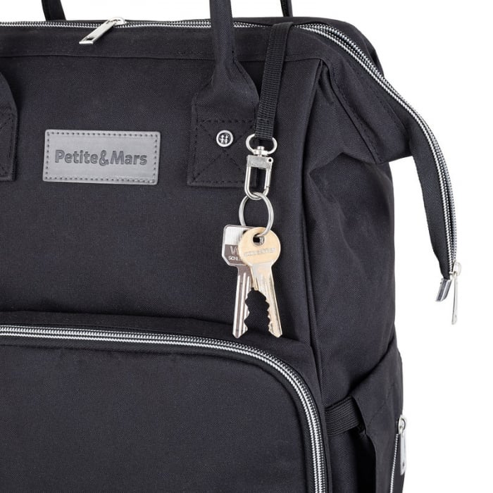 Petite&Mars - Rucsac pentru mamici, Cu 11 compartimente, Cu buzunare termice, Saltea de infasat inclusa, 30 x 42 x 15 cm, Jack, Black [7]