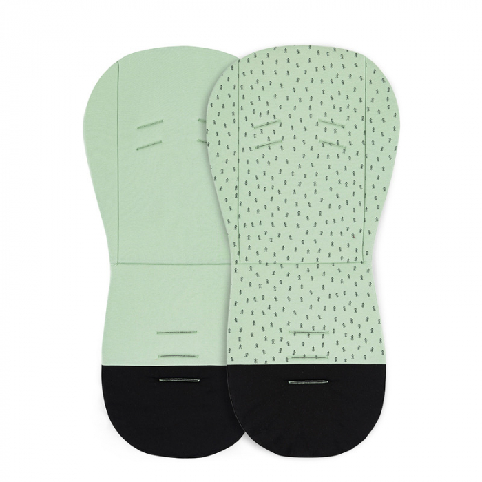 Petite&Mars - Salteluta pentru carucior din spuma cu memorie, 86 x 42 cm, Reversibila, Universala, Din bumbac, Design copacei, Verde [1]