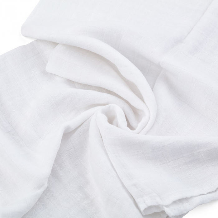 Petite&Mars - Set 3 scutece din muselina de bambus Moussy Total White, Hipoalergenice, 68 x 68 cm, Certificate Oeko Tex Standard 100, Alb [4]