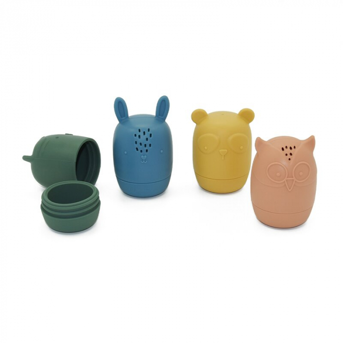 Set 4 jucarii de baie Amigos, Din silicon, Fara BPA, 6 luni+, Multicolor [4]