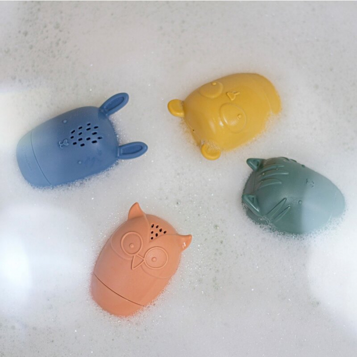 Set 4 jucarii de baie Amigos, Din silicon, Fara BPA, 6 luni+, Multicolor [7]