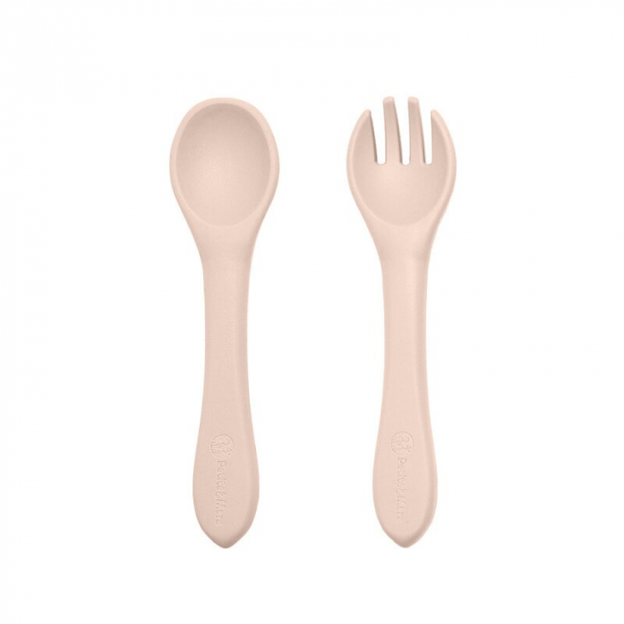 Petite&Mars - Set de hranire, Cu farfurie, Bol si tacamuri, Din silicon fara BFA, Bej [8]