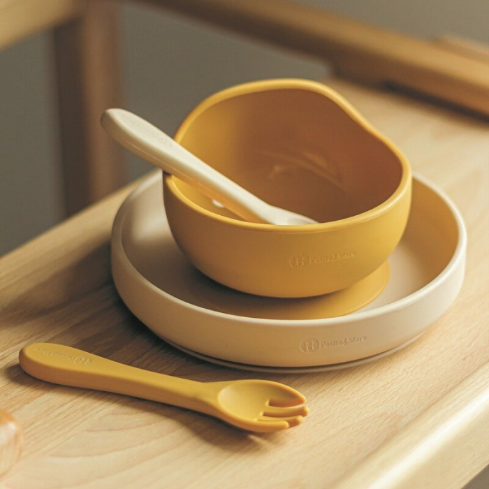Petite&Mars - Set tacamuri din silicon fara BPA, Take&Match, 6 luni+, Bej [5]