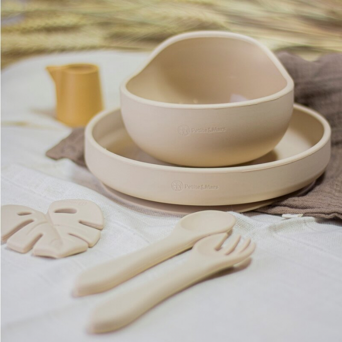 Petite&Mars - Set tacamuri din silicon fara BPA, Take&Match, 6 luni+, Bej [4]
