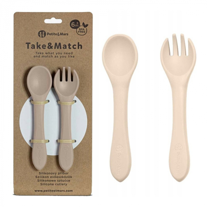 Petite&Mars - Set tacamuri din silicon fara BPA, Take&Match, 6 luni+, Bej [1]