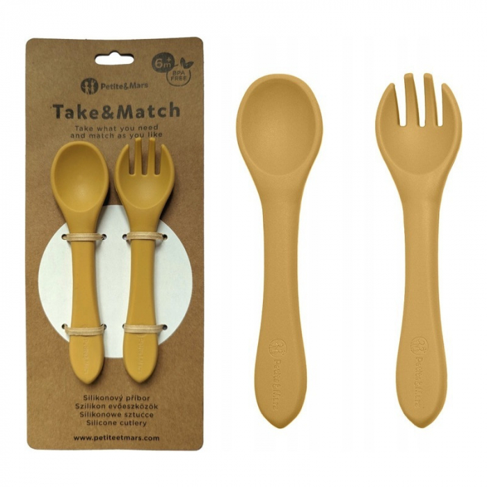 Petite&Mars - Set tacamuri din silicon fara BPA, Take&Match, 6 luni+, Ocru [1]