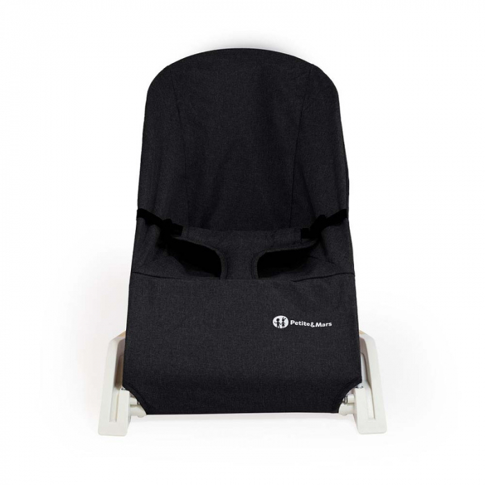 Petite&Mars - Sezlong balansoar, Calmy, Cu centura in 3 puncte, De la nastere pana la 9 kg, Negru [3]