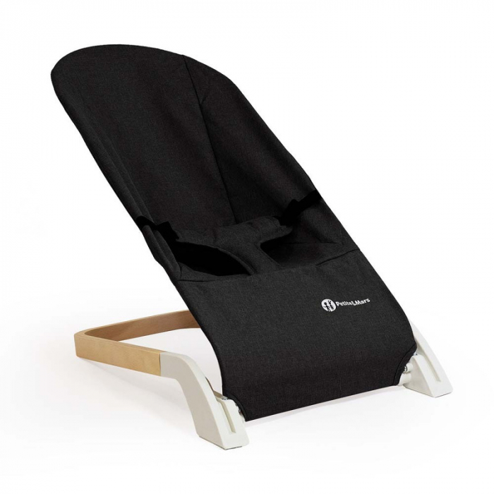 Petite&Mars - Sezlong balansoar, Calmy, Cu centura in 3 puncte, De la nastere pana la 9 kg, Negru [2]