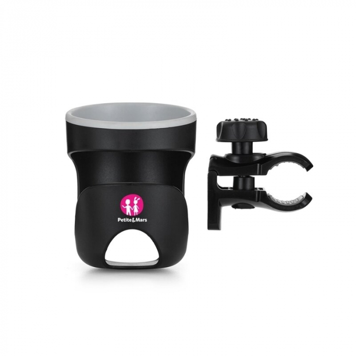 Petite&Mars - Suport universal pentru carucior/bicicleta Handy, Pentru biberon/pahar, Negru [3]
