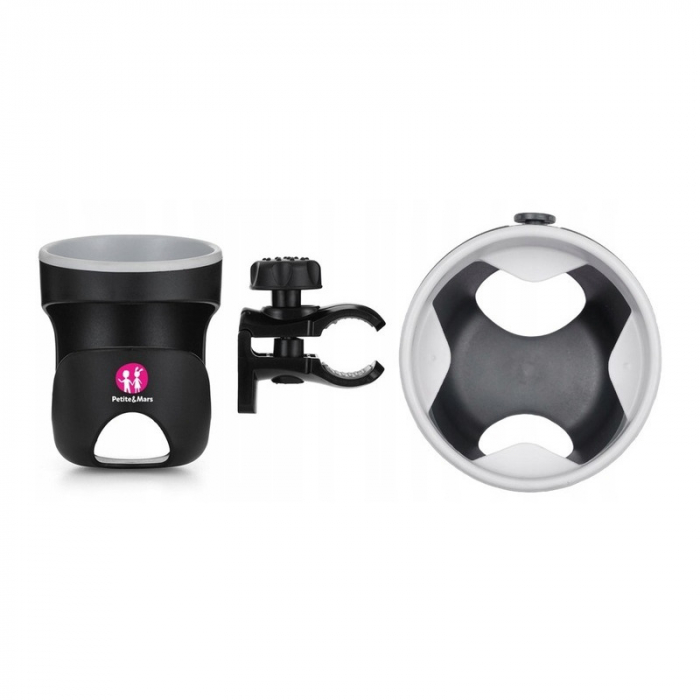 Petite&Mars - Suport universal pentru carucior/bicicleta Handy, Pentru biberon/pahar, Negru [1]