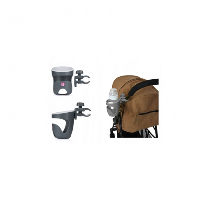 Petite&Mars - Suport universal pentru carucior/bicicleta Handy, Pentru biberon/pahar, Negru [2]