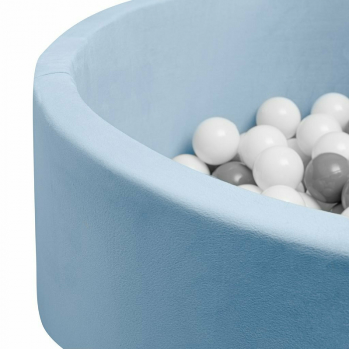 Piscina uscata cu 150 de bile (Alb, gri), Din tesatura fina cu certificare Oeko-Tex Standard 100, Dimensiune 83 x 83 x 30 cm, New Baby, Blue [2]