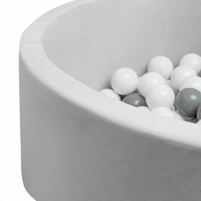 Piscina uscata cu 150 de bile (Alb, gri), Din tesatura fina cu certificare Oeko-Tex Standard 100, Dimensiune 83 x 83 x 30 cm, New Baby, Grey [2]