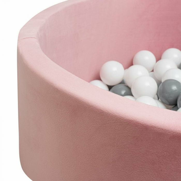 Piscina uscata cu 150 de bile (Alb, gri), Din tesatura fina cu certificare Oeko-Tex Standard 100, Dimensiune 83 x 83 x 30 cm, New Baby, Pink [2]