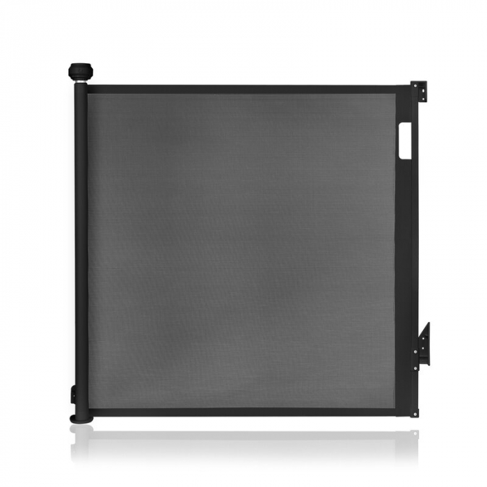 Poarta de siguranta, Lionelo, Thea, Cu suruburi, Textila, Retractabila, Mecanism dublu de blocare, Montaj universal, 80x140 cm, Conform cu standardul european de securitate EN1930, Negru [1]