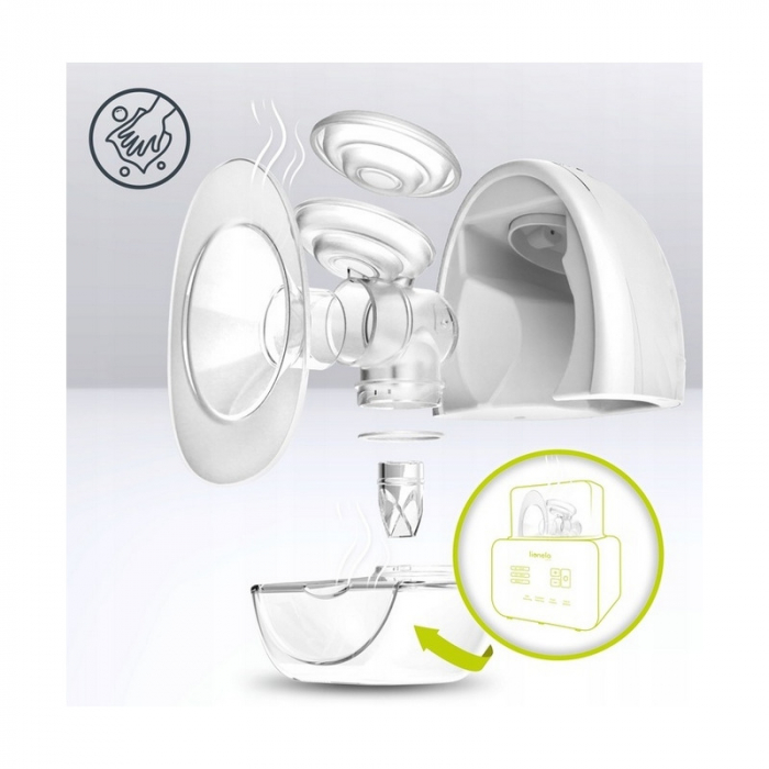 Pompa de san portabila Fidi cu accesorii, 5 functii de masaj, Autonomie pana la 24 h, Capacitate 150 ml, Alb [7]