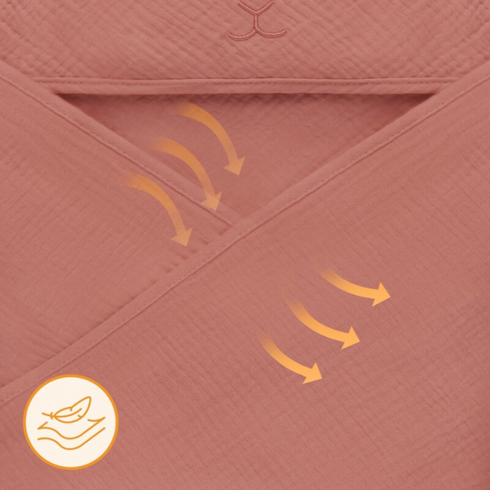Prosop de baie, Lionelo, Cu gluga, Din muselina, 100% bumbac, 80x80 cm, Absorbtie eficienta, Rosu [5]